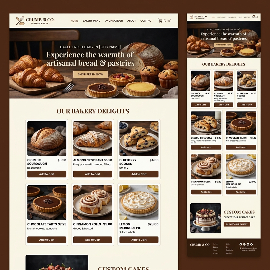 Artisan Bakery Website Mockup